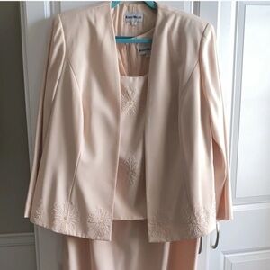 Karen Miller 16W Mother Of The Bride Groom Dress Jacket 2 Pc Set Peachy Pink